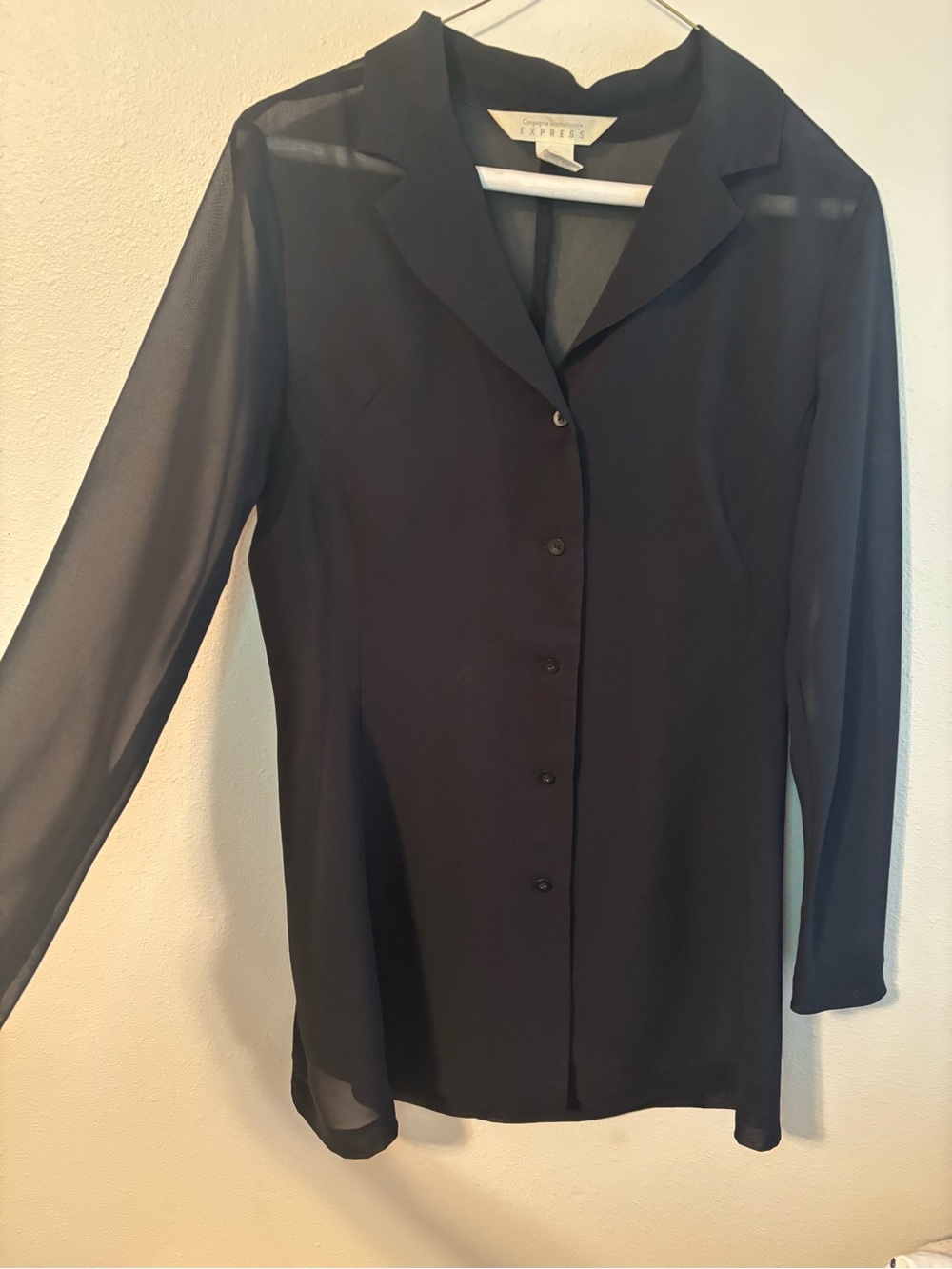 Express Women's Black Sheer Button-Down Blouse size small